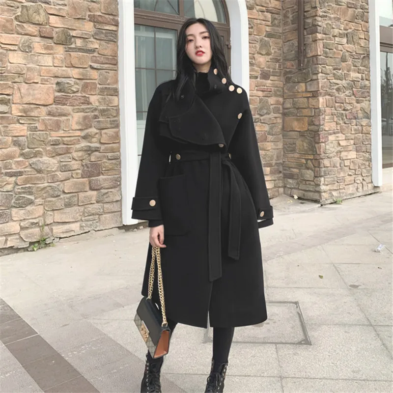 Autumn Winter Women Wool Coat High quality Thick Warm Overcoat Female Fashion Long Trench Coat Ladies Casual Wool blend Coats