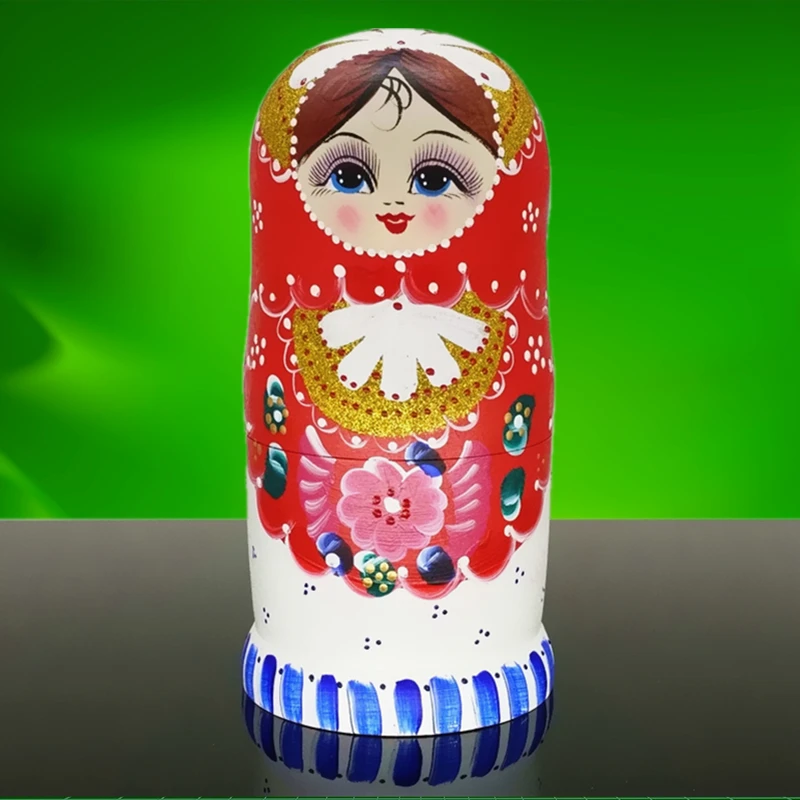 Muñecas rusas Matryoshka de madera para niños, juguetes de anidación pintados a mano, decoración del hogar, regalos de cumpleaños y Navidad, 20cm, 10 unidades por juego