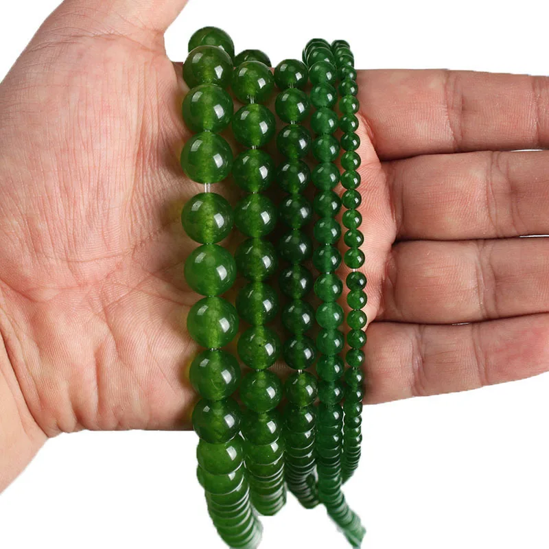 Natural Stone Taiwan Green Jades Beads For Jewelry Making Beads Bracelet DIY Bracelet Necklace 4 6 8 10 12mm Strand