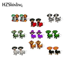 2021 New Happy Halloweenie Dachshund Stud Earring Dog Acrylic Resin Earrings Epoxy Handmade Jewelry Gifts Girl