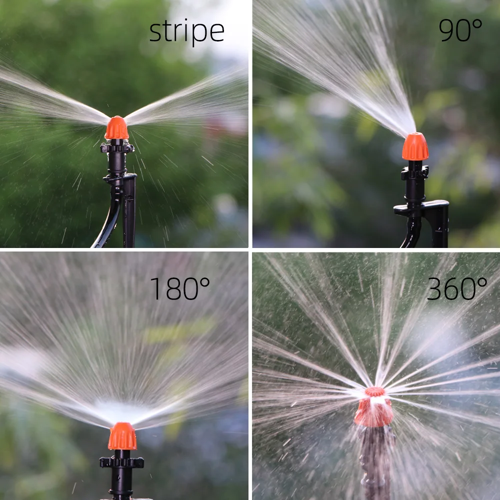 15PCS 90°/180°/360°/Strip Garden Watering Nozzles Irrigation Spraying Sprinklers Angle Optional Stakes Barbs Screw Connectors