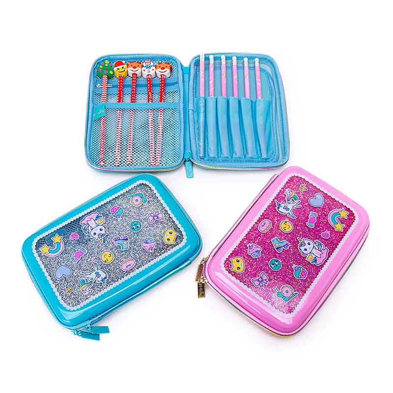 3D Cartoon Quicksand Children Pencil Case EVA Drift Sand Kids Student Pen Stationery Box Make Up Cosmetic Storage Bag Organizer