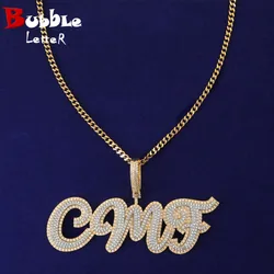 Bubble Letter Customized Necklaces Name Plates Pendants Real Gold Color Hip Hop Jewelry Personalized Men Chain 2022 Trend