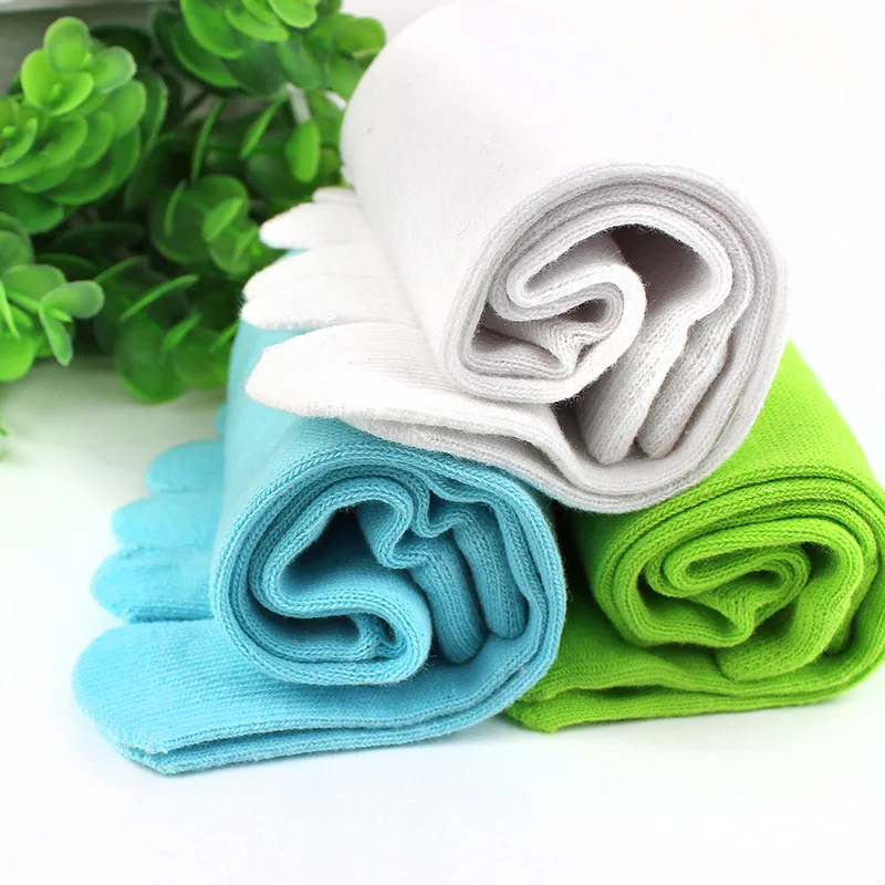 5 Pairs Short Woman Lady Crew Socks 5 Fingers Simple Solid Cotton Individual Breathable Casual Business Sport Toe Sock 10 Colors