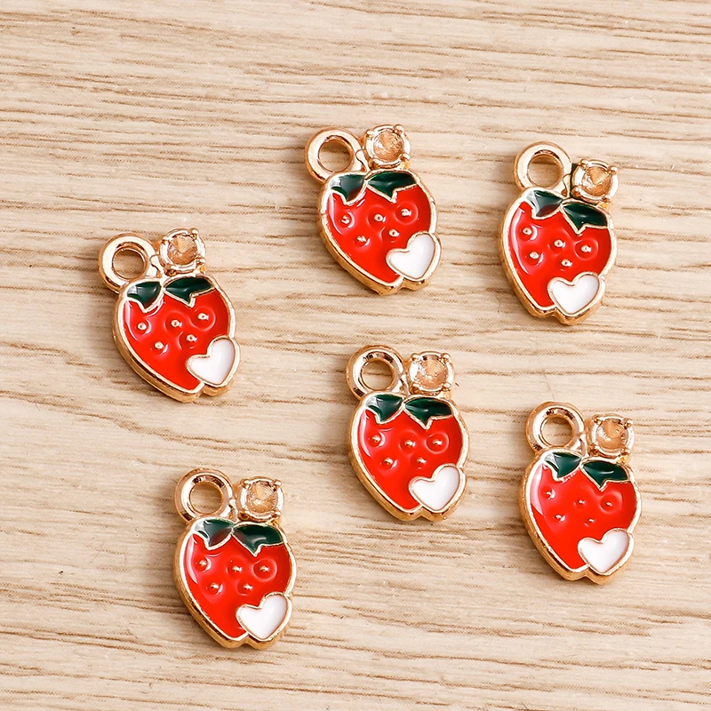 10 teile/los Emaille Charms für Ohrringe Anhänger Halsketten Obst Erdbeere Ananas Banane Orange Charms Handgemachte Schmuck Machen – Detail 16