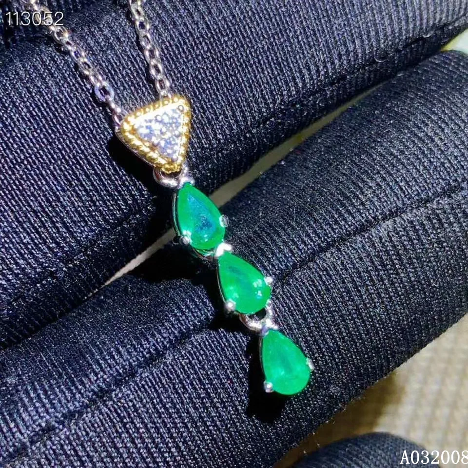 

KJJEAXCMY fine jewelry 925 pure silver inlaid natural emerald girl new Pendant classic Necklace vintage support test