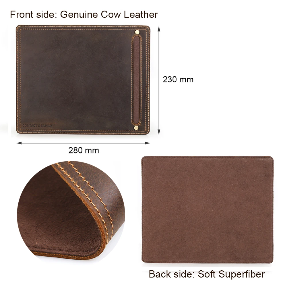 Genuine Leather Mouse Pad With Pen Holder Retro Deak Mat Anit-slip Suitable for Business Office Desktop Macbook Laptop Gaming