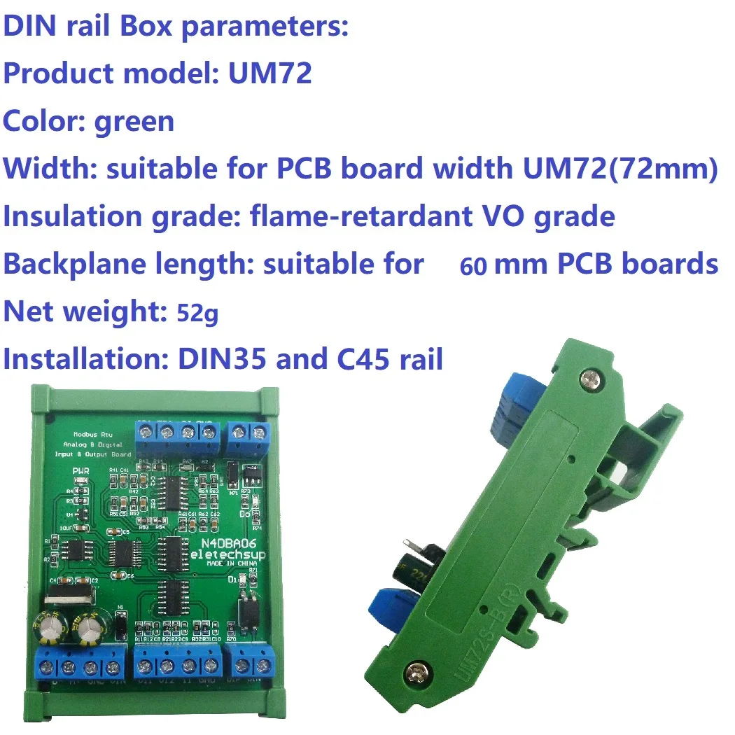 DC 12V 8CH Analog Digital Input output devices 0-5V 0-10V 4-20MA DAC ADC RS485 Modbus RTU Board