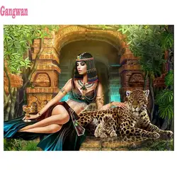 5D round square diamond embroidery Cleopatra Diy full sets diamond painting mosaic Egypt beauty leopard pictures rhinestones art