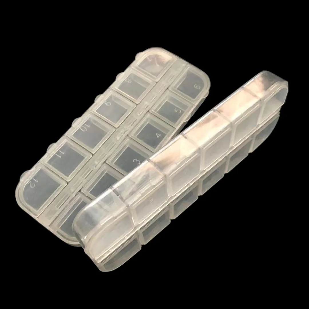 Compartimentos recipiente caso unhas arte armazenamento vazio retângulo strass contas fatias decorações caixa da arte do prego caixa vazia