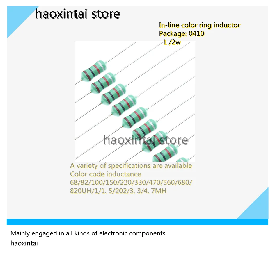 50PCS 0410 color code inductor color ring 1/2W 68UH/82/100/150/220/330/470 1MH/4.7MH