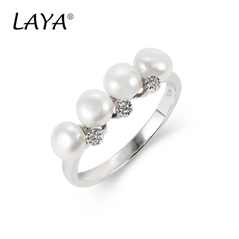 Laya 925 Sterling Silver Fashion Fresh Water Pearl Ring Elegant French Light Luxury Ring For Women Office Jewelry Accessories