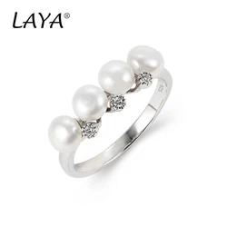 Laya 925 Sterling Silver Fashion Fresh Water Pearl Ring Elegant French Light Luxury Ring For Women Office Jewelry Accessories