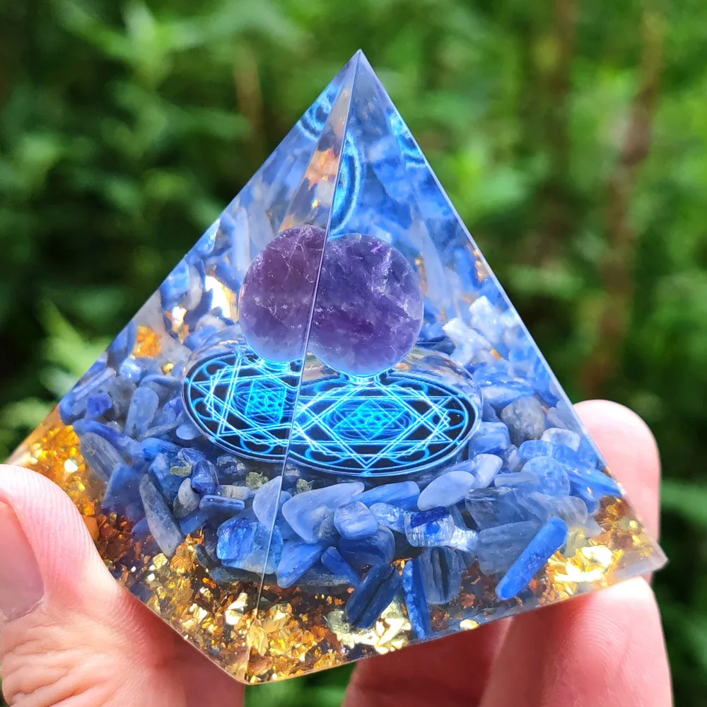 Orgone Pyramid Crystal Sphere Quartz  60MM Reiki Energy Healing Chakra Meditation Orgonite Pyramid Resin jewelry