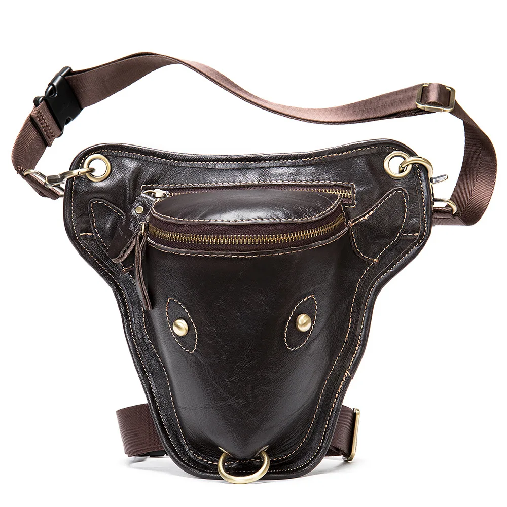 MVA Fashion Motorcycle Drop Leg Bag Genuine Leather Waist Bag Hip Bum Fanny Pack Crossbody Bags for Phone Passport Money