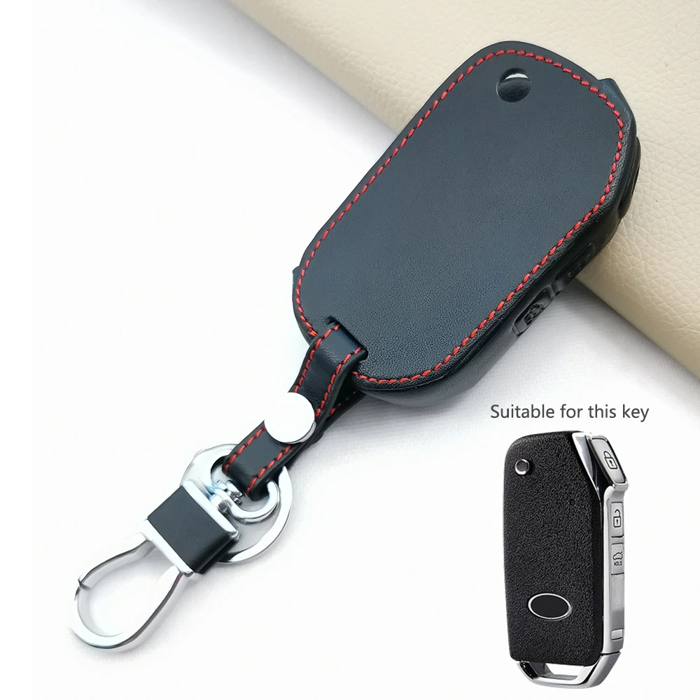 Genuine Leather Key Case Cover For Kia Sedona/Grad/Carnival/Sorento L580, 2/3/46 Button Smart Remote Control Key Bag Accessories