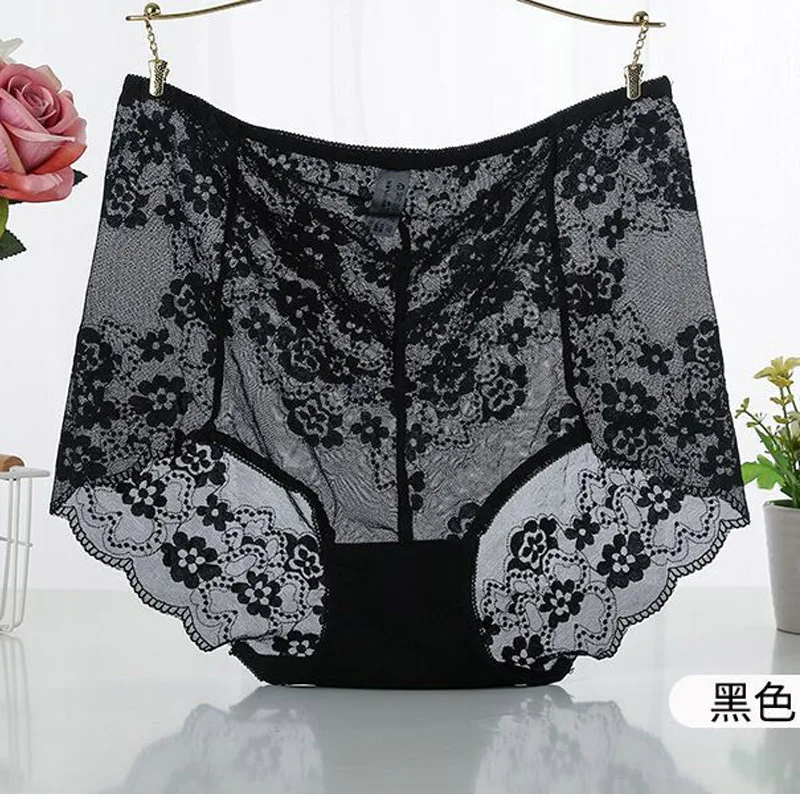 AS73 Soft Mesh Big Briefs Summer Sexy Lave  Ultra-thin Transparent Panties High Waist Seamless Women Underwear Plus Size 5XL