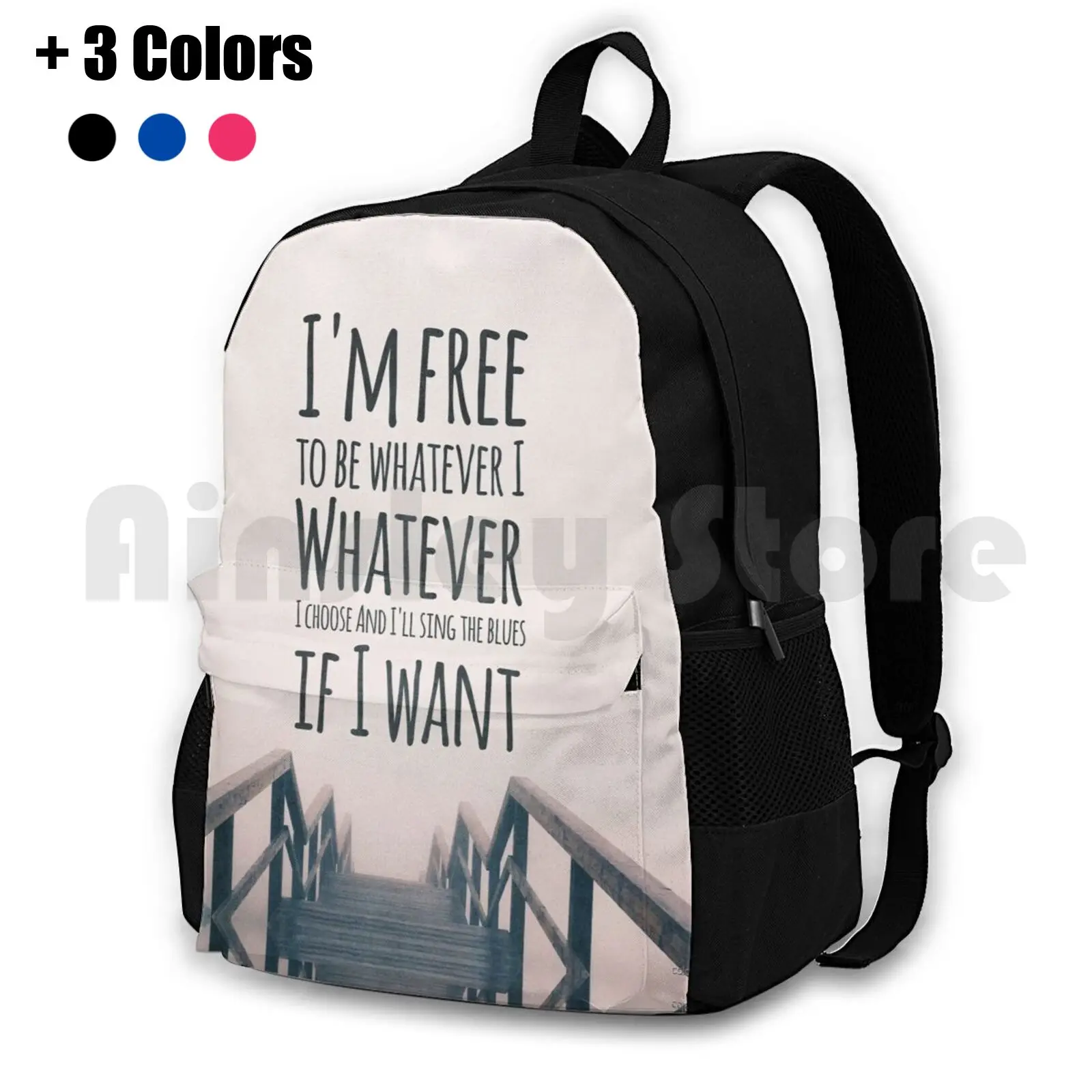 Whatever Outdoor Hiking Backpack Waterproof Camping Travel Whatever Song Lyric Music England Indie