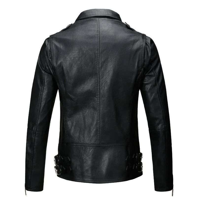 

Quality High Pu Leather Jacket Men Zipper Motorcycle Biker Slim Fit Coat Punk Style Faux Leather Jacket Man Rock Short Outerwear