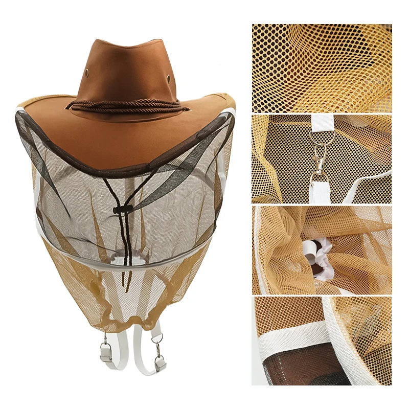 1Top Beekeeping Hat Cowboy Comfortable Design Anti Bee Bite Hat Protective Cloth Nylon Net Yarn Apiculture Tool