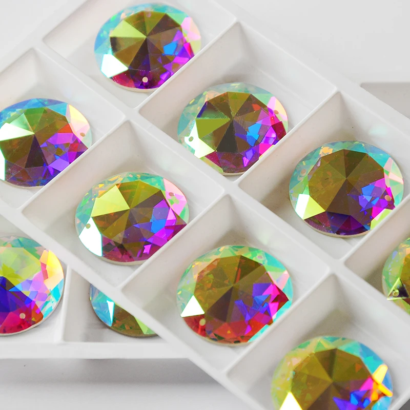 Kristallglas AB Spiegel Flatback Strasssteine zum Aufnähen, Runde Rivoli XIRIUS Strass für Kleidungs- und Schmuckdekorationen – Detail 5