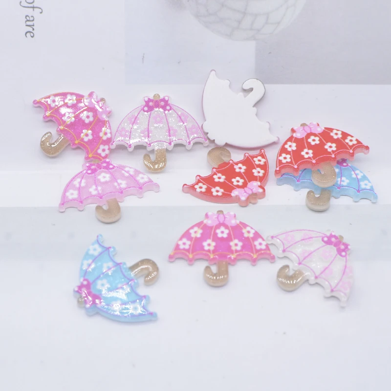 20Pcs Mini Floral Umbrella Flat Back Resin Accessories for Jewelry Making DIY Phone Shell Crafts Home Decoration Ornament