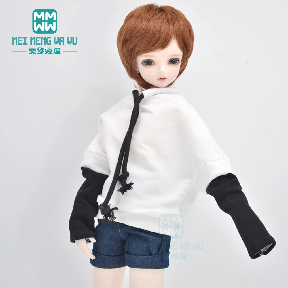 Fits1/6 1/4 BJD ropa para muñeca inteligente, suéter con capucha de moda, blanco, negro, rojo y rosa