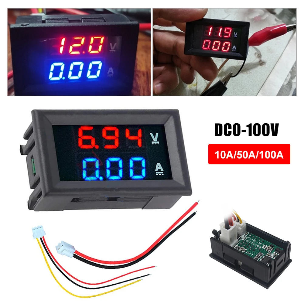 DC 100V 10A Voltmeter Ammeter LED Dual Digital ampere volt Meter Voltage Current Detector Tester Gauge for Car Auto Motorcycle