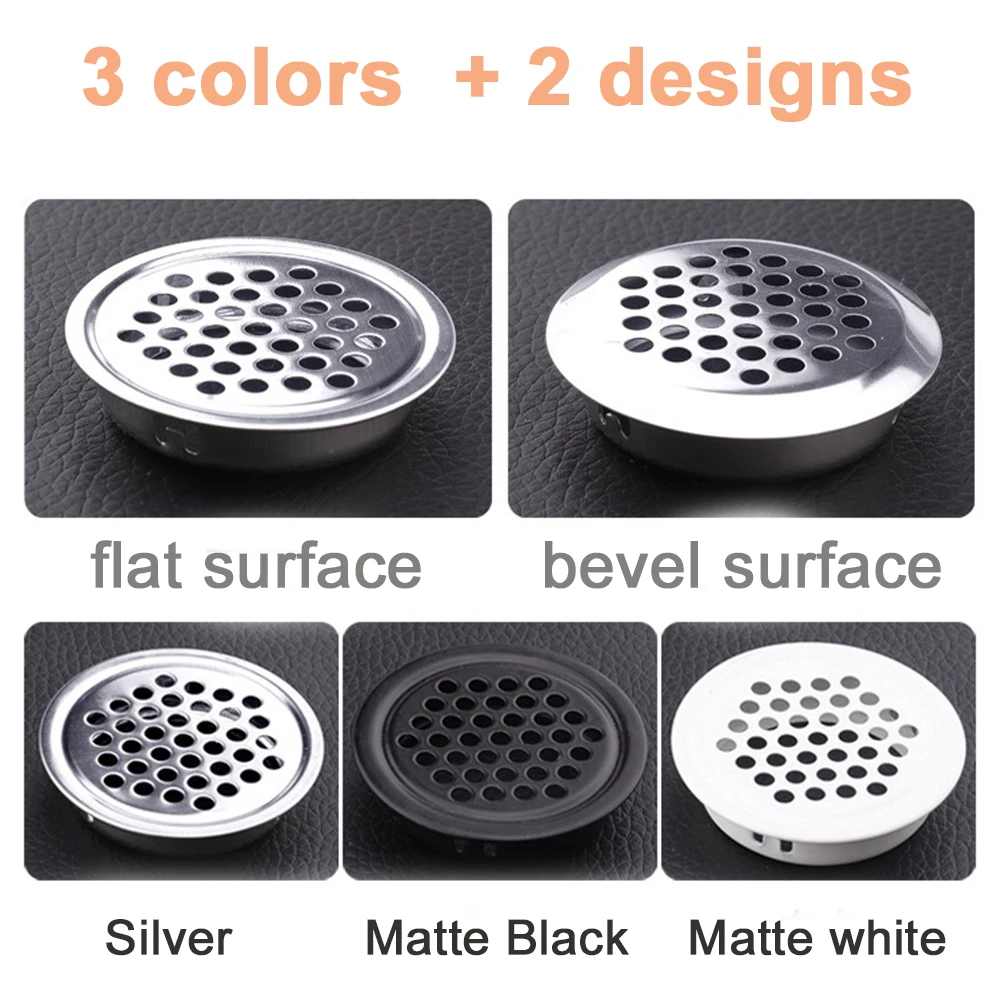 Round Cabinet Hole Cover Mesh Wardrobe Protector Small Air Vent Cover Black White Silver Louver Ventilation Stainless  Decorator