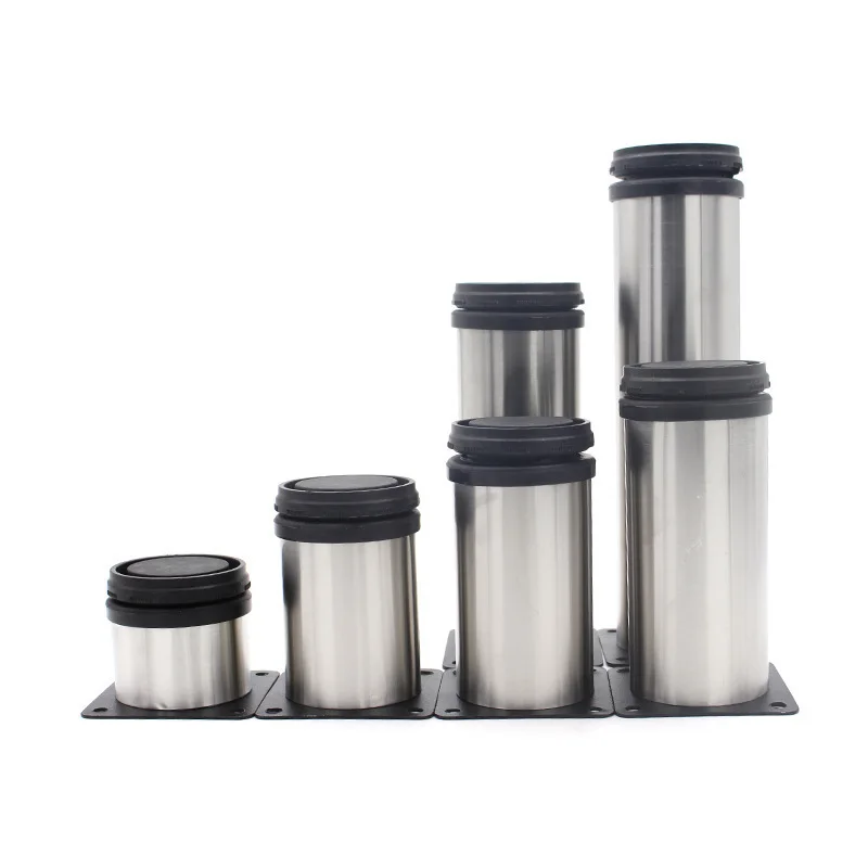 4 pezzi 50mm-200mm mobili regolabili tubi tondi gambe mobili in acciaio inox gambe mobili tavolo divano letto piedi