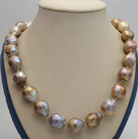 Jewelry 100% Real Natural Natural 14x17mm Reborn Baroque Edison Pearl Knot Jewelry Necklace 18