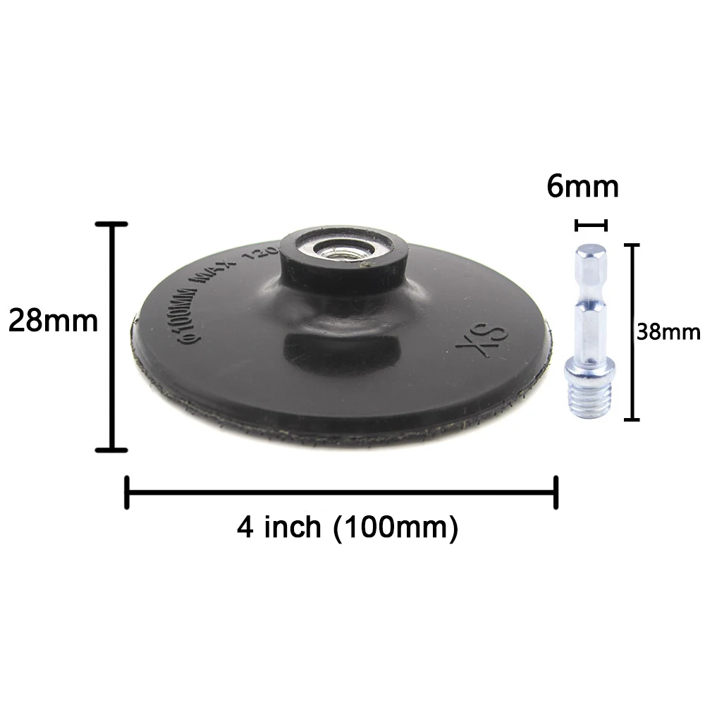 4 Inch(100mm) M10 Thread Back-up Sanding Pad + 6mm Shank For 4