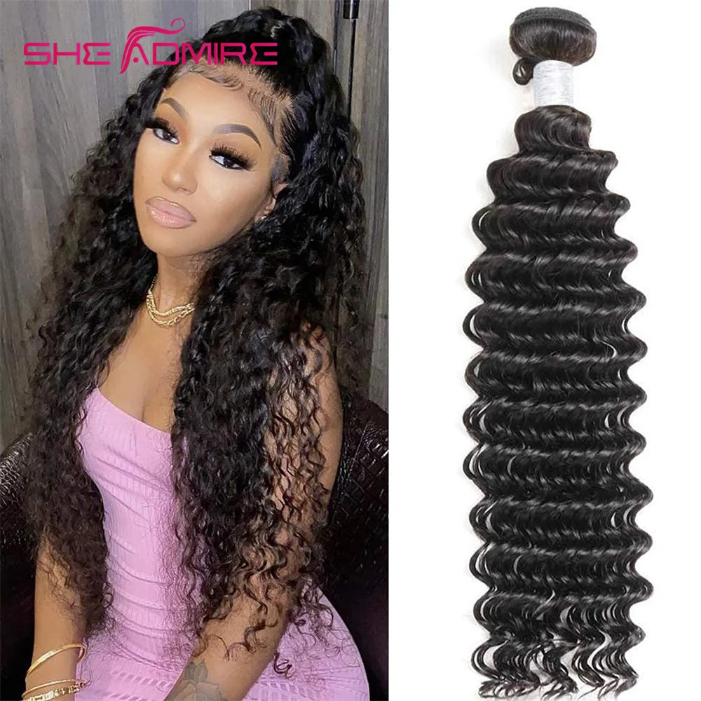 

Deep Wave Hair Weave She Admire 32 34 36 38 40 Inch 1 Hair Bundle Deal Sale Remy Natural Human Hair Extensions For Black Women