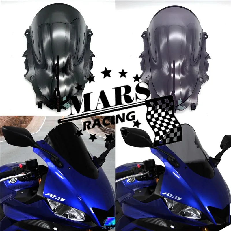 

Motorcycle Racing Double Bubble Windshield WindScreen Visor Viser Deflector For YZF-R3 V2 2019 2020 YZF-R25 '19-'20 YZF R3 R25