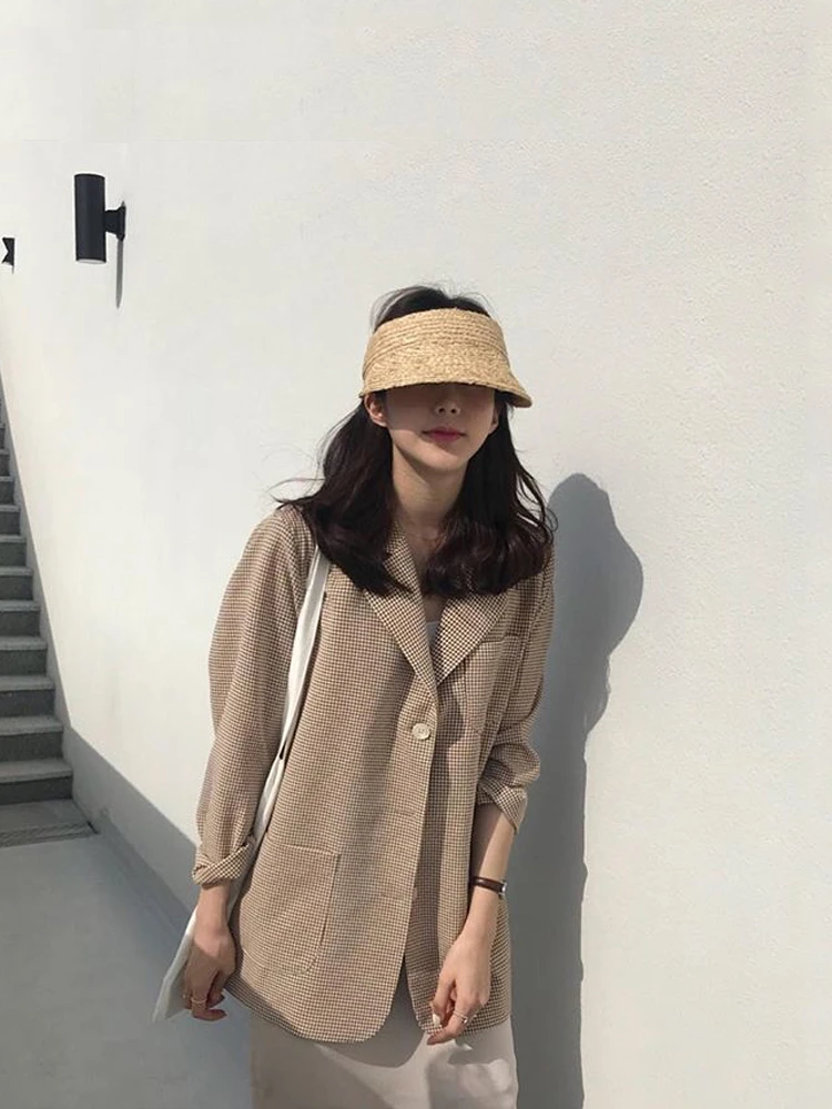 

2020 New Women's Sun Hats Handmade Straw Raffia Visor Caps Parent-Child Summer Hat Empty Top Beach Hat