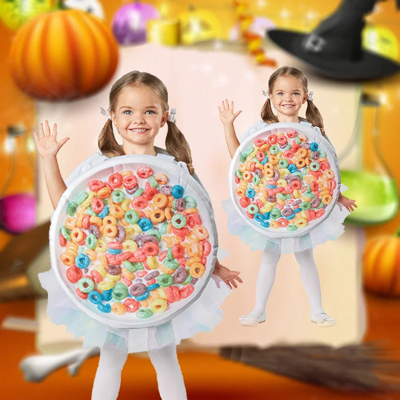 Girls Halloween Costume Children Cosplay Halloween Kids Performance Clothes Donuts Carnival Fancy Dress Stage Outfits SL2227