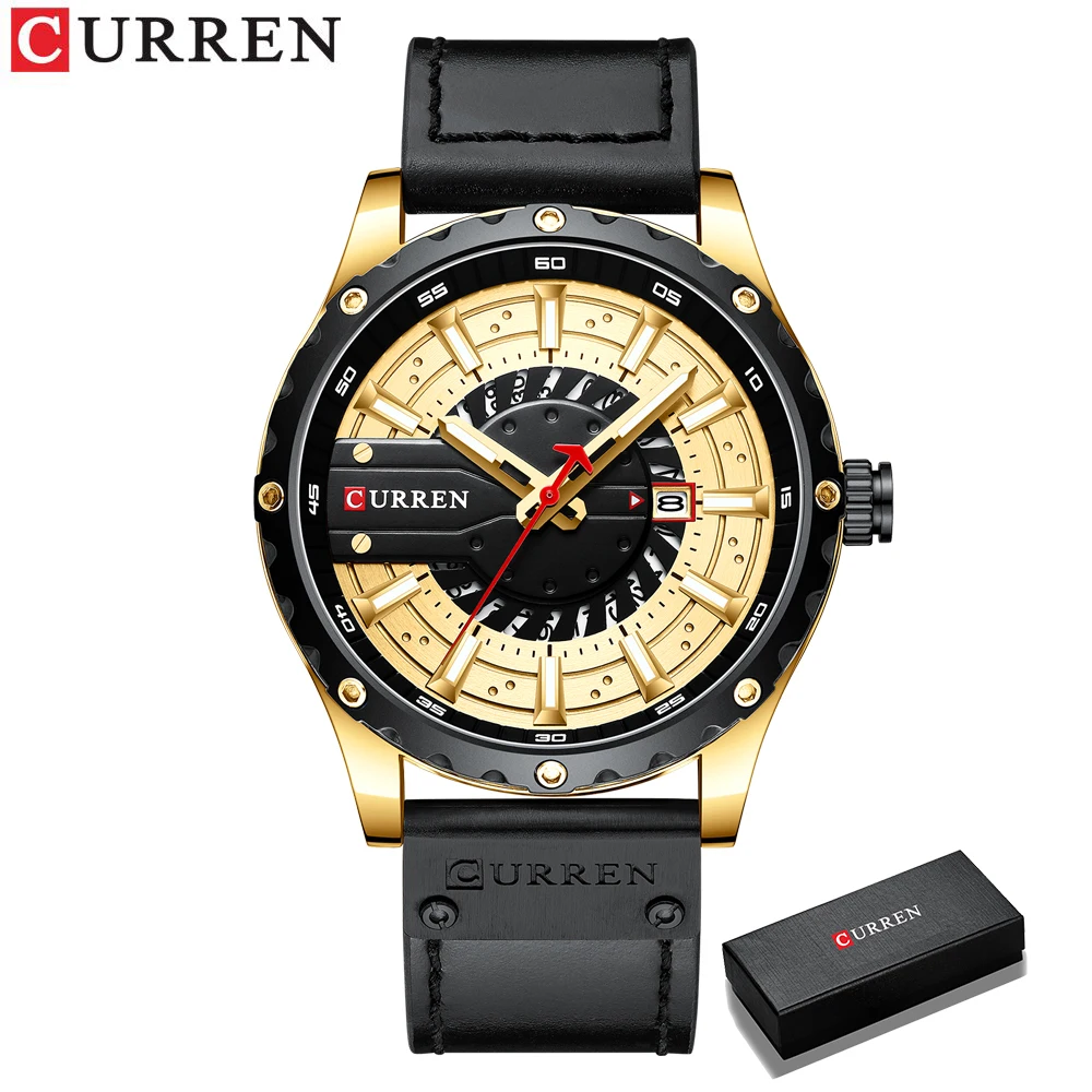 Curren Uhren Top Marke Mode Leder Armbanduhr lässig Quarz Herren uhr neue schicke leuchtende Zeiger Uhr 7