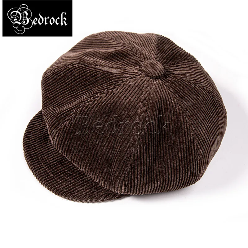 Corduroy newsboy hat beret for men and women vintage literary octagonal hat male British hat painter hat