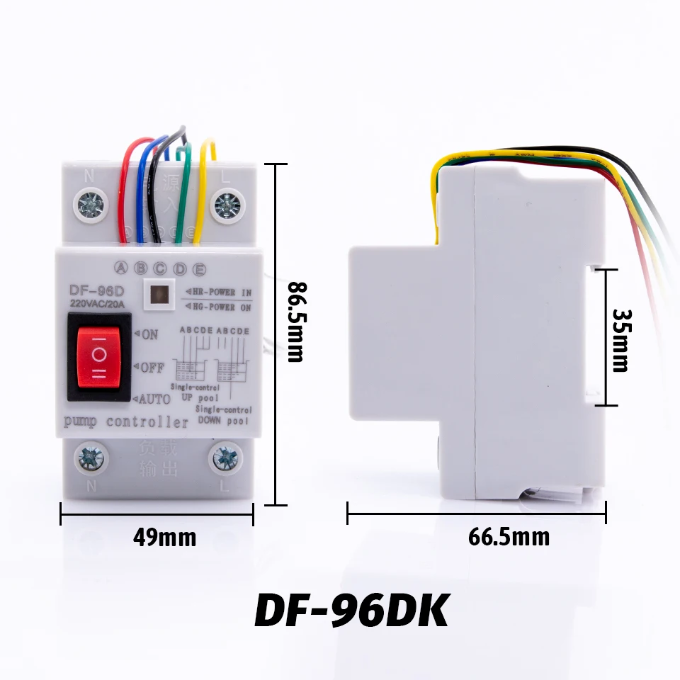 DF-96D Automatic Water Level Controller Switch 20A 220V 2m wires Water tank Liquid Level Detection Sensor Water Pump Controller