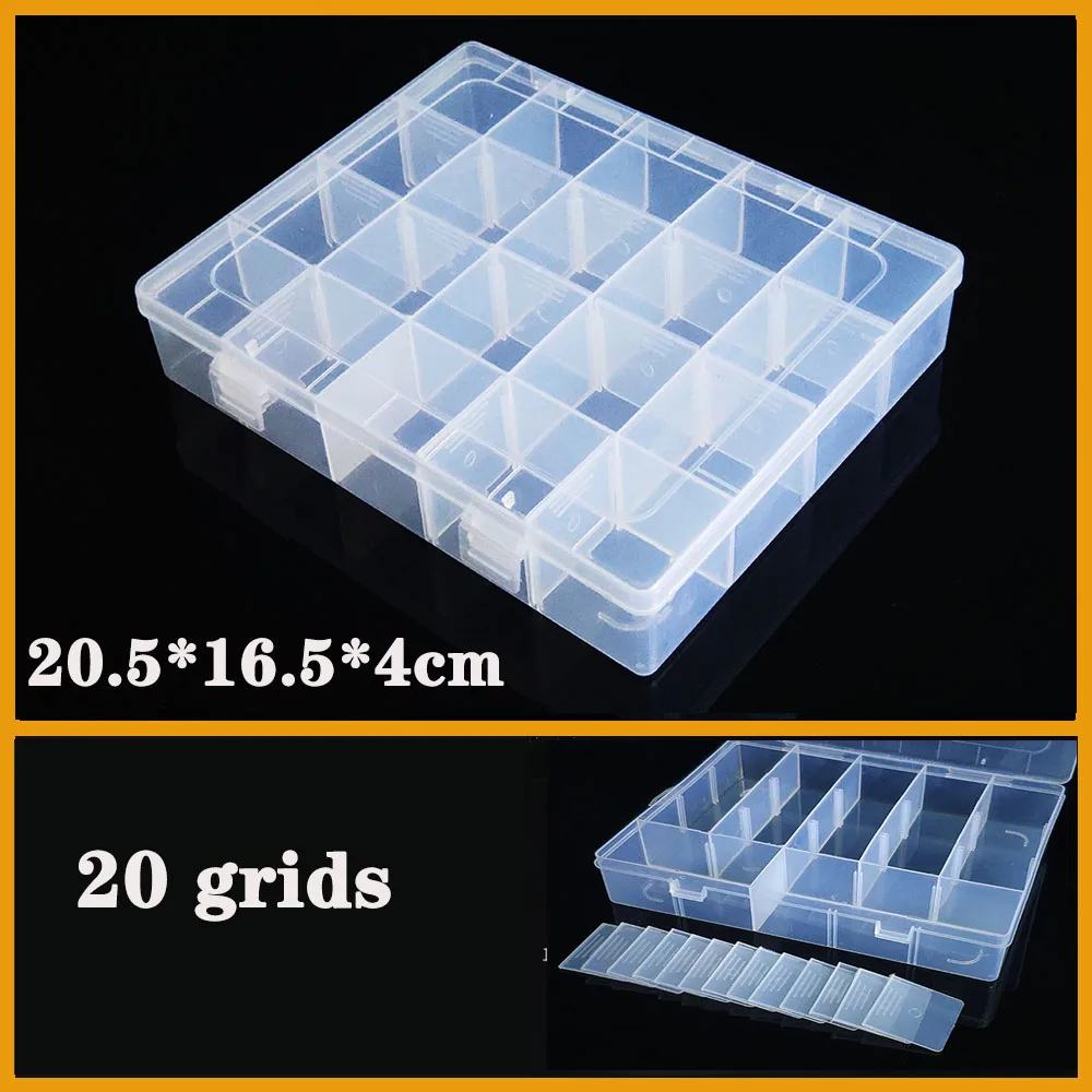 

Container 20 grids Plastic Box Practical Adjustable Compartment jewelry bead storage case Screw Holder plastic Case Organizer