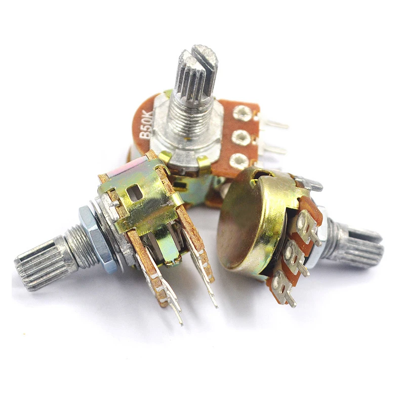 5PCS WH148 Potentiometer with switch 3/6Pin 15MM/20MM Shaft Amplifier Dual Stereo Potentiometer 1K 2K 5K 10K 50K 100K 500K