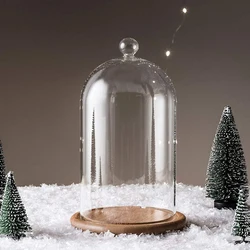 Clear Glass Jar Dome Cover Decorative Clear Glass Dome Cloche Bell Cover Fresh Flower Glass Cover for Wedding Party Valentine