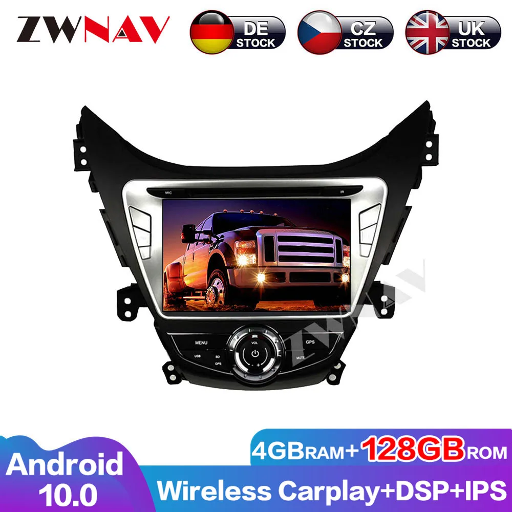 Car DVD Player 128G Android 10 DSP Audio Navigation GPS For Hyundai Elantra Carplay Auto Radio Head Unit Multimedia