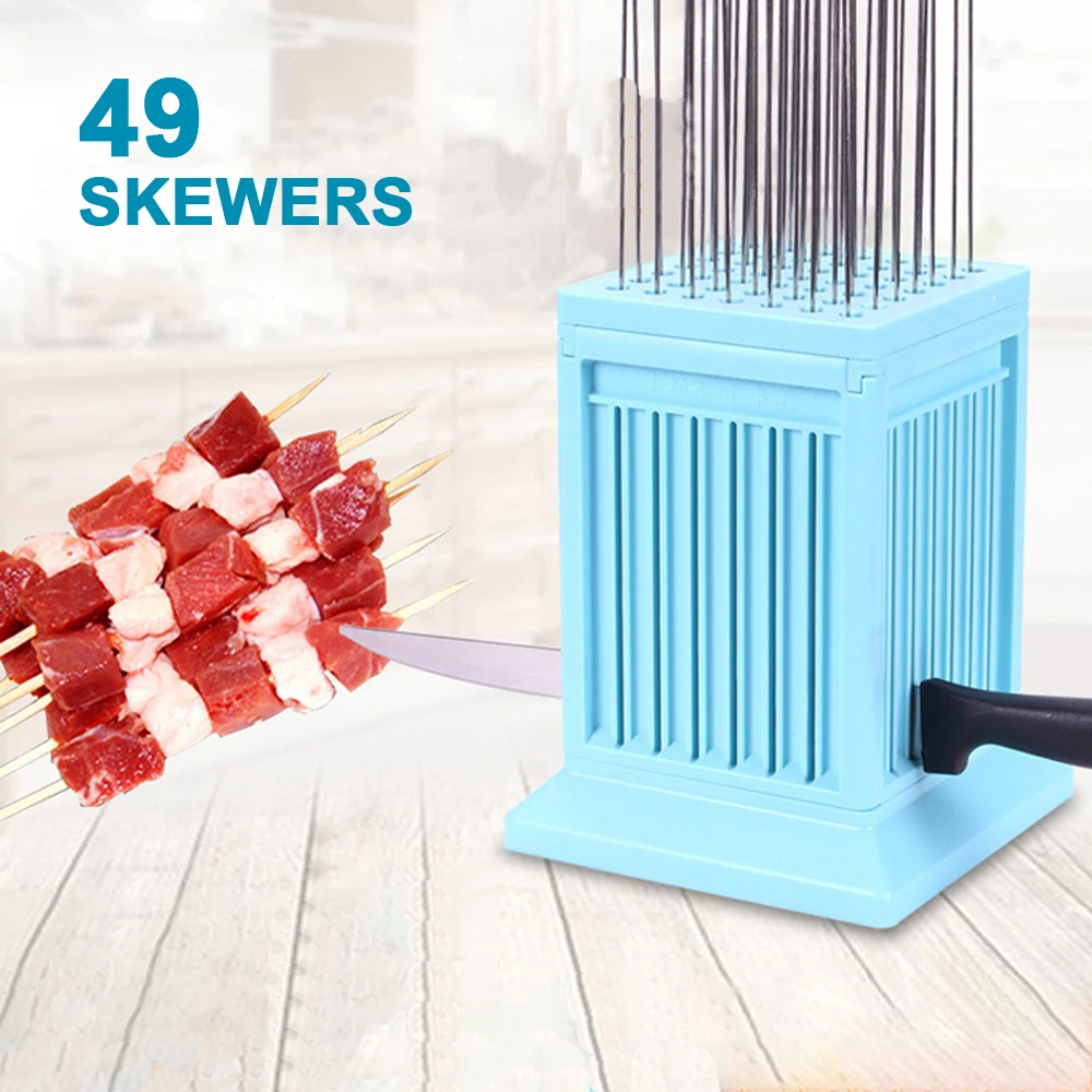 Skewer Tools Barbecue Stringer Box Machine Kebab Maker 49 Holes Barbecue Accessories Beef Pork Meat Vegetables