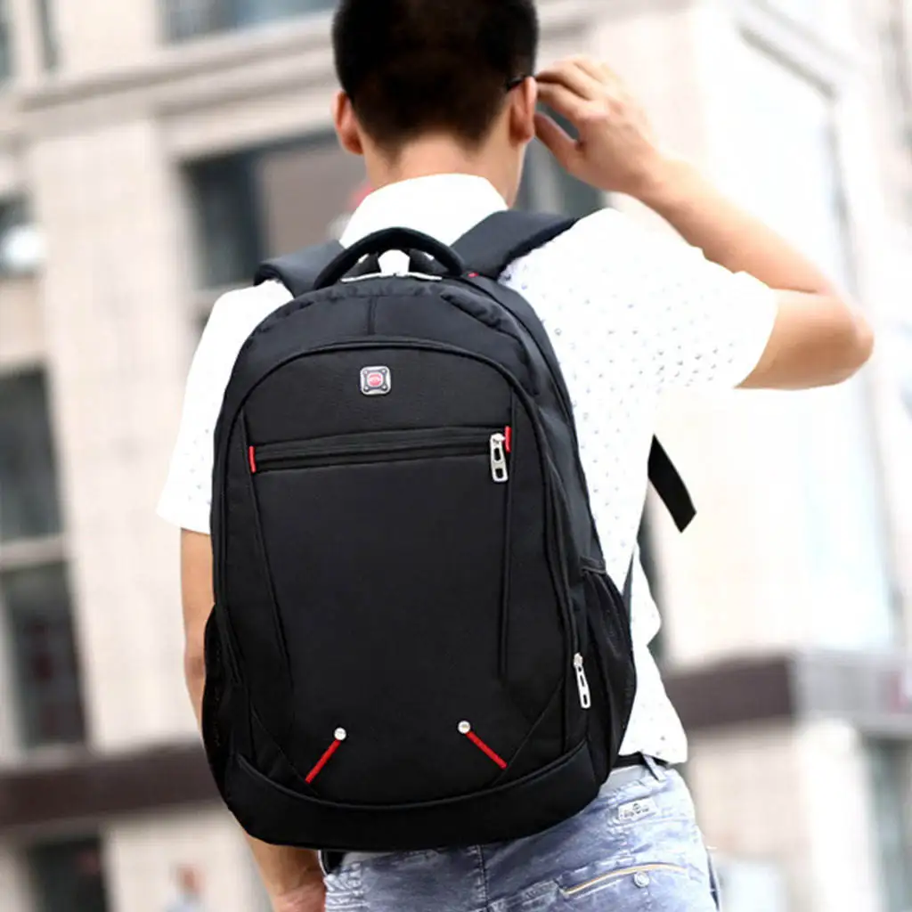 Large-capacity Student Schoolbag Casual Solid Color Material Oxford Man\'s Backpack Multi-functional Travel Laptop Backpack