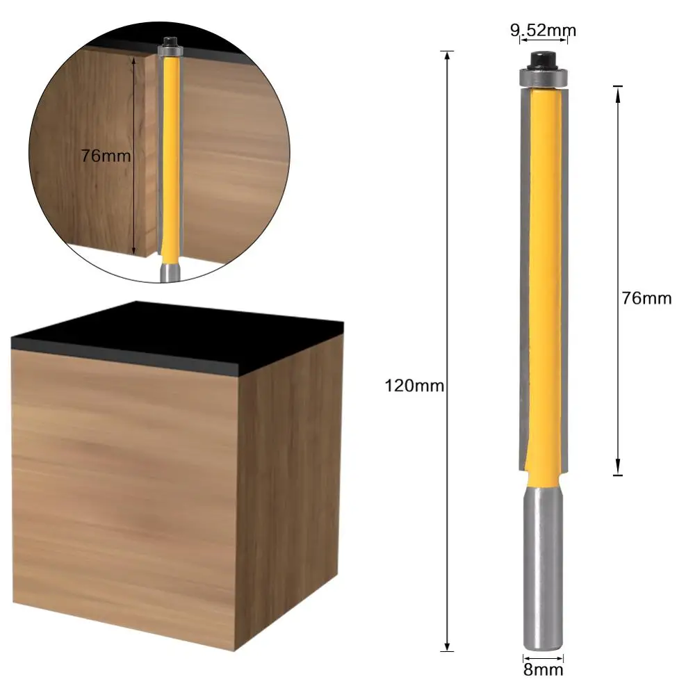 Imagem -06 - Long Blade Flush Trim Router Bit mm Shank Rolamento Final para Carpintaria Ferramenta de Corte