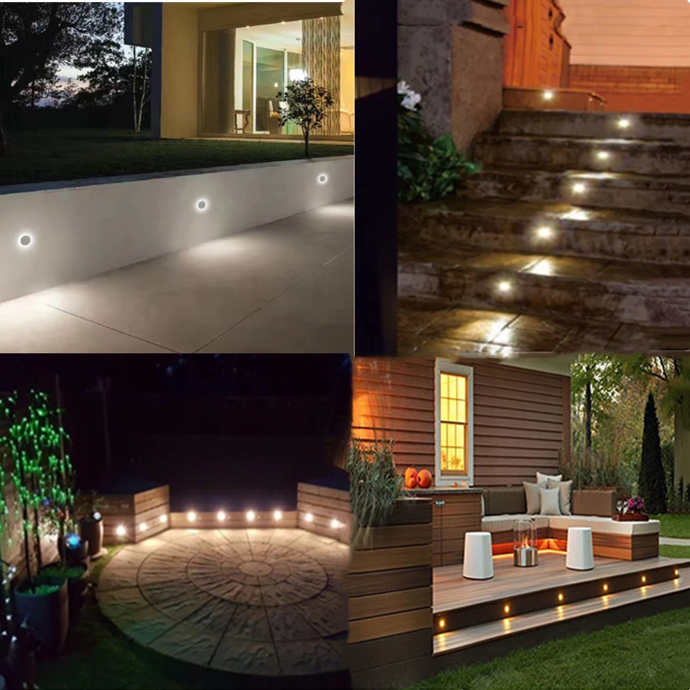 12V LED Deck Lights Waterproof Landscape Staircase Step Lighting 1W Recessed Underground Lamp Garden Pathway Stairs Decoration