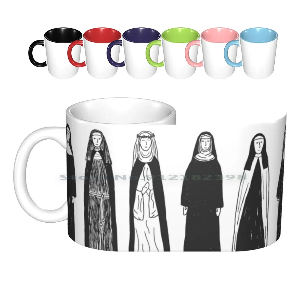 All The Single Ladies Ceramic Mugs Coffee Cups Milk Tea Mug Scholastica Clare Catherine Of Siena Hildegard Teresa Of Avila