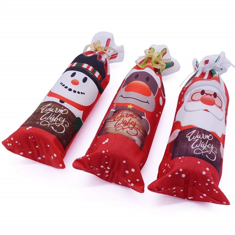 Christmas Table wine bottle decoration Set Santa Snowman Bottle Cover Clothes Kitchen Decoration for New Year Xmas Home Dinner