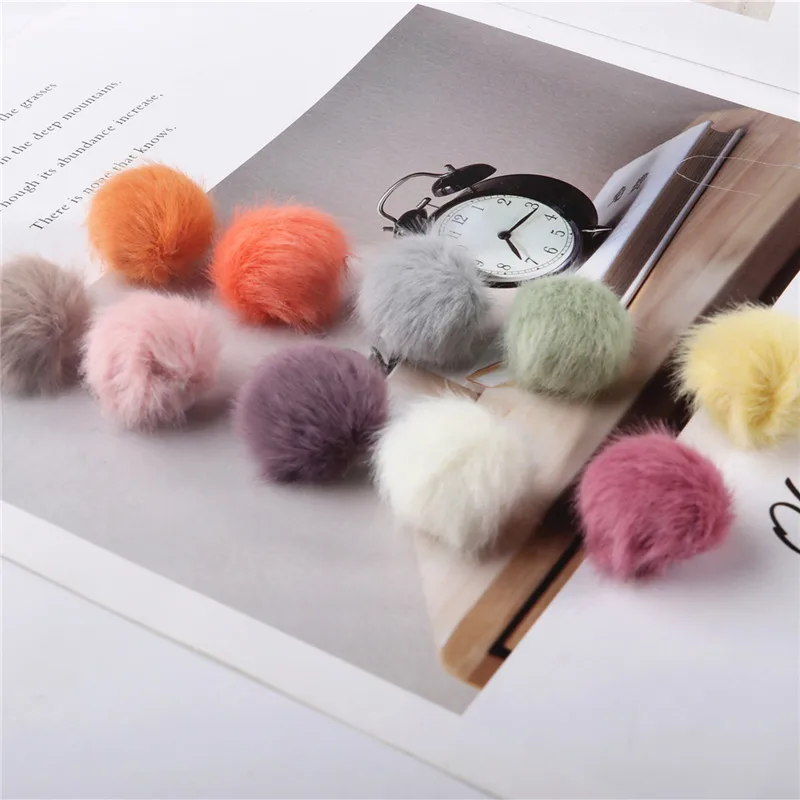 50Pcs 2.5cm Imitation Mink Hair Plush Balls DIY Craft Supplies Earrings Pendant Embellishments Hair Accessories Pompoms Material